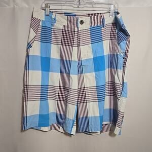 Lululemon Kahuna Golf Shorts Mens Size 36 Blue and Pink Plaid Board Shorts